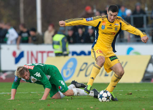 Ängelholms William Robert Warshaw i matchen i Superettan