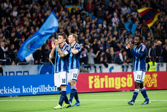 Djurgårdens Erton Fejzullahu, Emil Bergström och Amadou