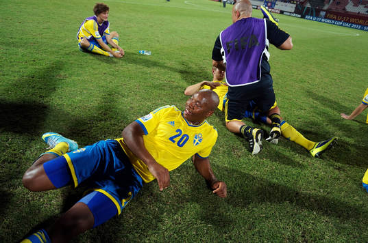 I denna handout-bild från Svenska Fotbollförbundet ses