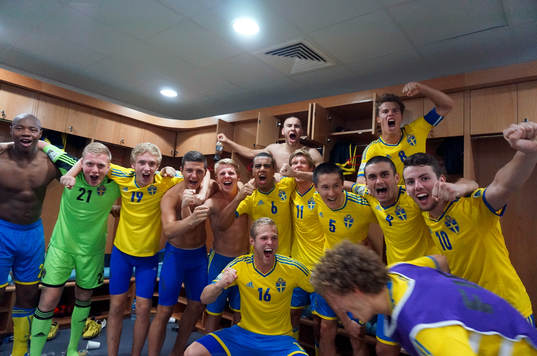 I denna handout-bild från Svenska Fotbollförbundet ses