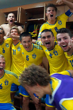 I denna handout-bild från Svenska Fotbollförbundet ses