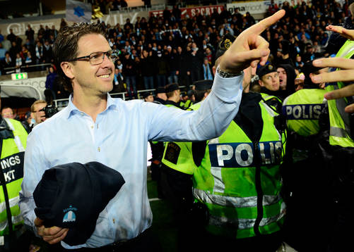 Malmös tränare Rikard Norling jublar