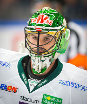 Färjestads Färjestads målvakt Danny Taylor i SHL mellan