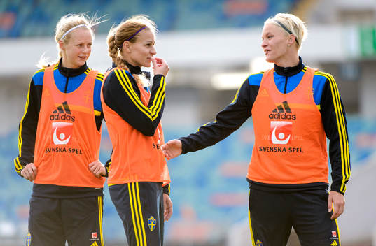Sveriges Amanda Ilestedt, Charlotte Rohlin och Nilla Fischer