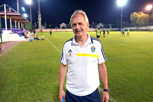 I denna handout-bild från Svenska Fotbollförbundet ses