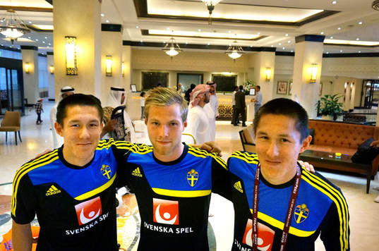 I denna handout-bild från Svenska Fotbollförbundet ses
