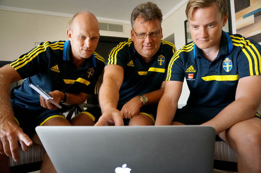 I denna handout-bild från Svenska Fotbollförbundet ses
