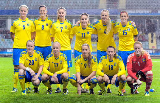 Sveriges startelva, bakre raden fr.v. Nilla Fischer, Lotta