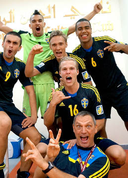 I denna handoutbild från Svenska Fotbollsförbundet syns