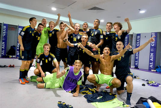 I denna handoutbild från Svenska Fotbollsförbundet syns