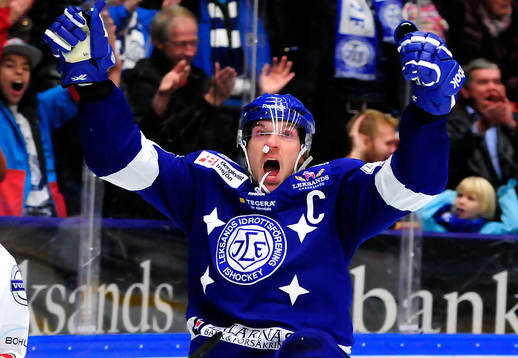 Leksands Gabriel Karlsson jublar