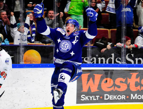 Leksands Gabriel Karlsson jublar