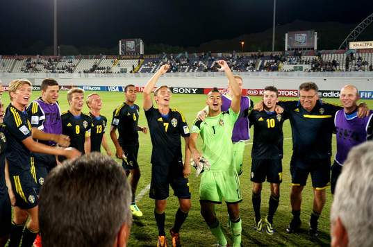 I denna handoutbild från Svenska Fotbollsförbundet syns