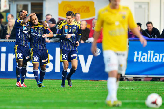 Ängelholmsspelarna jublar