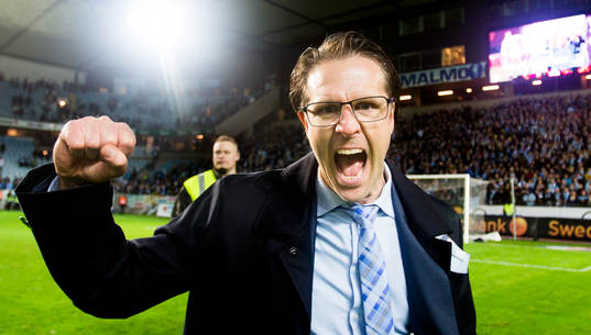 Malmö FFs tränare Rikard Norling jublar