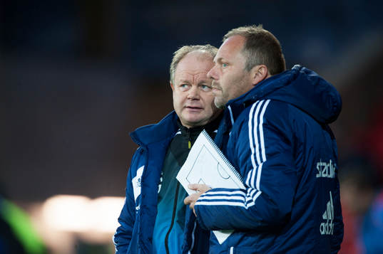 Djurgårdens tränare Per-Mathias Högmo och Anders