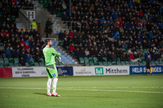 Halmstads målvakt Stojan Lukic  i matchen i kvalet till