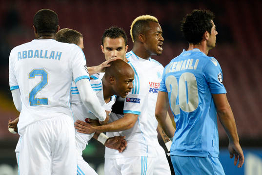 Gol Andre Ayew Marsiglia (3L) Goal celebration Napoli