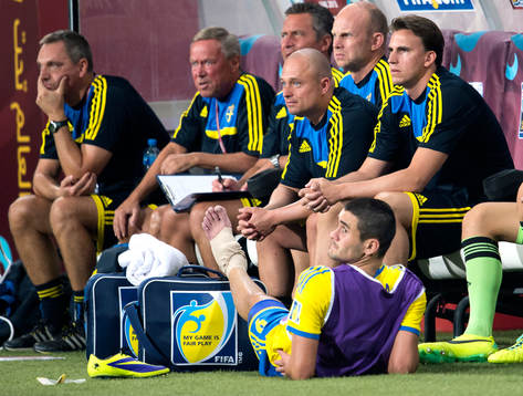 Sveriges Valmir Berisha byts ut pga en skadad fot
