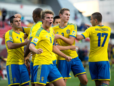 Sveriges Elias Andersson jublar