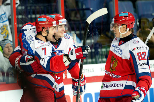 Rysslands Enver Lisin, Viktor Tikhonov och Evgeny Medvedev