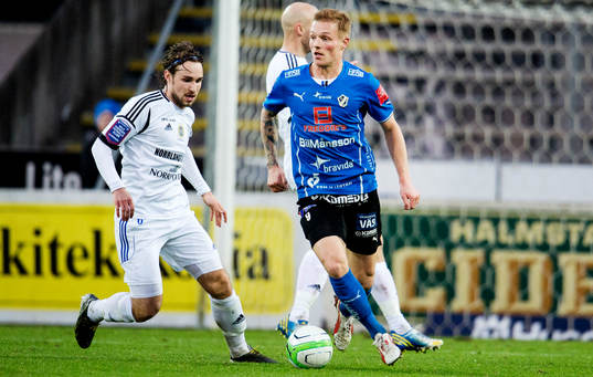 Sundsvalls Kevin Walker och Halmstads Gudjon Baldvinsson