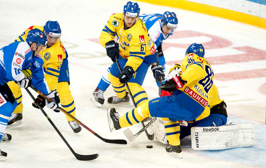 Sveriges Joel Lundqvist, Martin Thörnberg och Linus Klasen