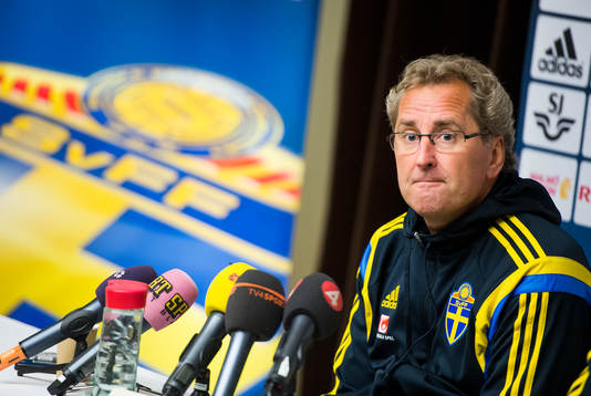 Bläddra bland fler bilder av Fotboll, Sverige A, Presskonferens