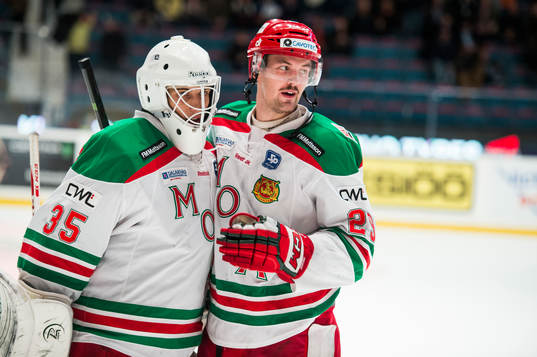 Moras målvakt Mantas Armalis och Moras Jonathan Johansson