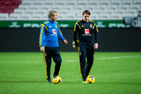Förbundskapten Erik Hamrén och Kim Källström