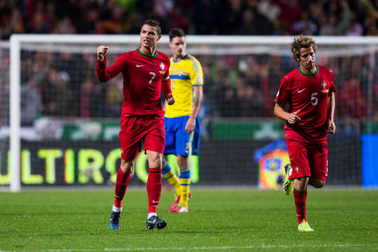 Portugals Cristiano Ronaldo jublar