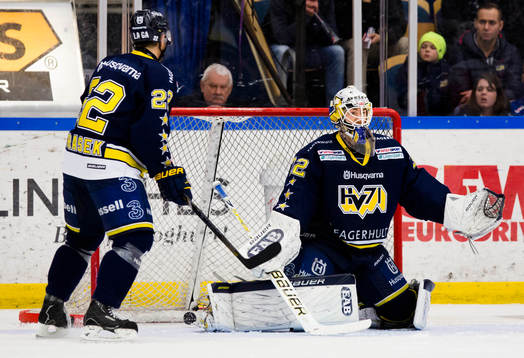 s David Petrasek och målvakt Gustaf Wesslau deppar