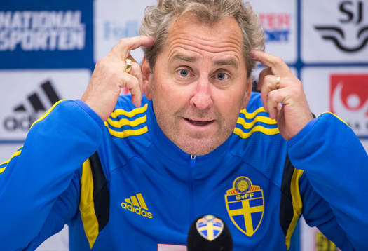 Presskonferens med Sveriges förbundskapten Erik Hamrén