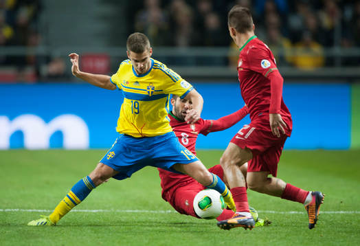 Sveriges Alexander Kacaniklic i playoff-matchen i VM-kvalet