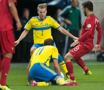 Sveriges Sebastian Larsson i VM-kvalet mellan Sverige och