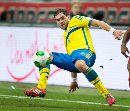 Sveriges Johan Elmander  i VM-kvalet mellan Sverige och
