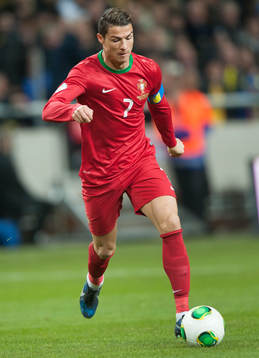 Portugals Cristiano Ronaldo  i VM-kvalet mellan Sverige och
