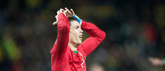Portugals Cristiano Ronaldo i VM-kvalet mellan Sverige och