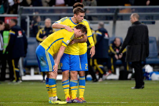 Sveriges Anders Svensson och Kim Källström deppar