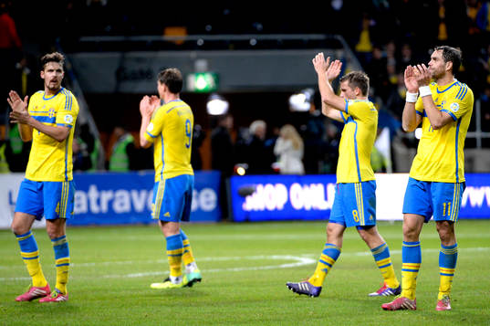 Sveriges Per Nilsson, Kim Källström, Anders Svensson och