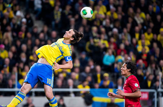 Sveriges Zlatan Ibrahimovic och Portugals Bruno Alves