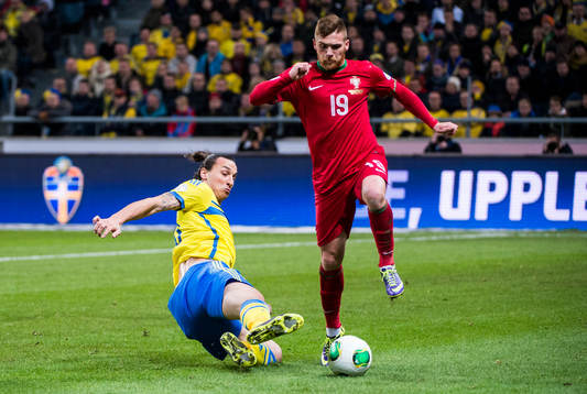 Sveriges Zlatan Ibrahimovic och Portugals Antunes