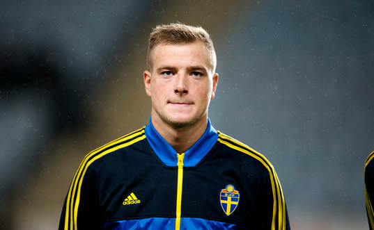 Sveriges John Guidetti före EM-kvalsmatchen för U21