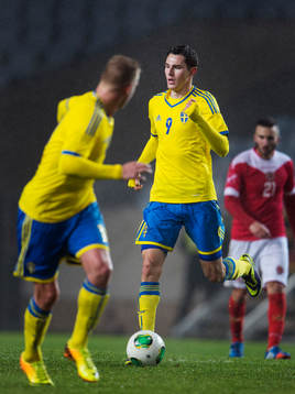 Sveriges John Guidetti och Branimir Hrgota