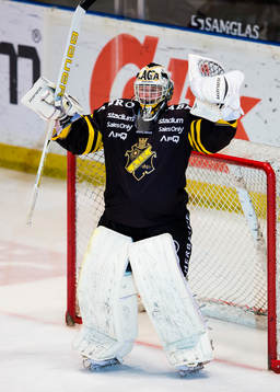 s målvakt Daniel Larsson jublar