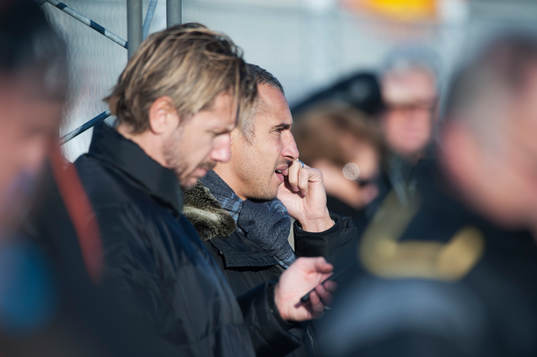 Henrik Larsson och Jesper Larsson i en träningsmatch