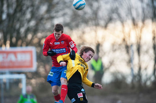 Mjällbys Robin Strömberg  i en träningsmatch mellan