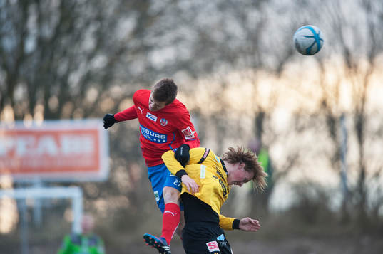 Mjällbys Robin Strömberg  i en träningsmatch mellan
