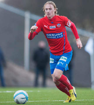 Helsingborgs Måns Ekvall i en träningsmatch mellan