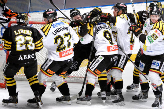 s Mattias Janmark och Brynäs Sebastian Enterfeldt i bråk